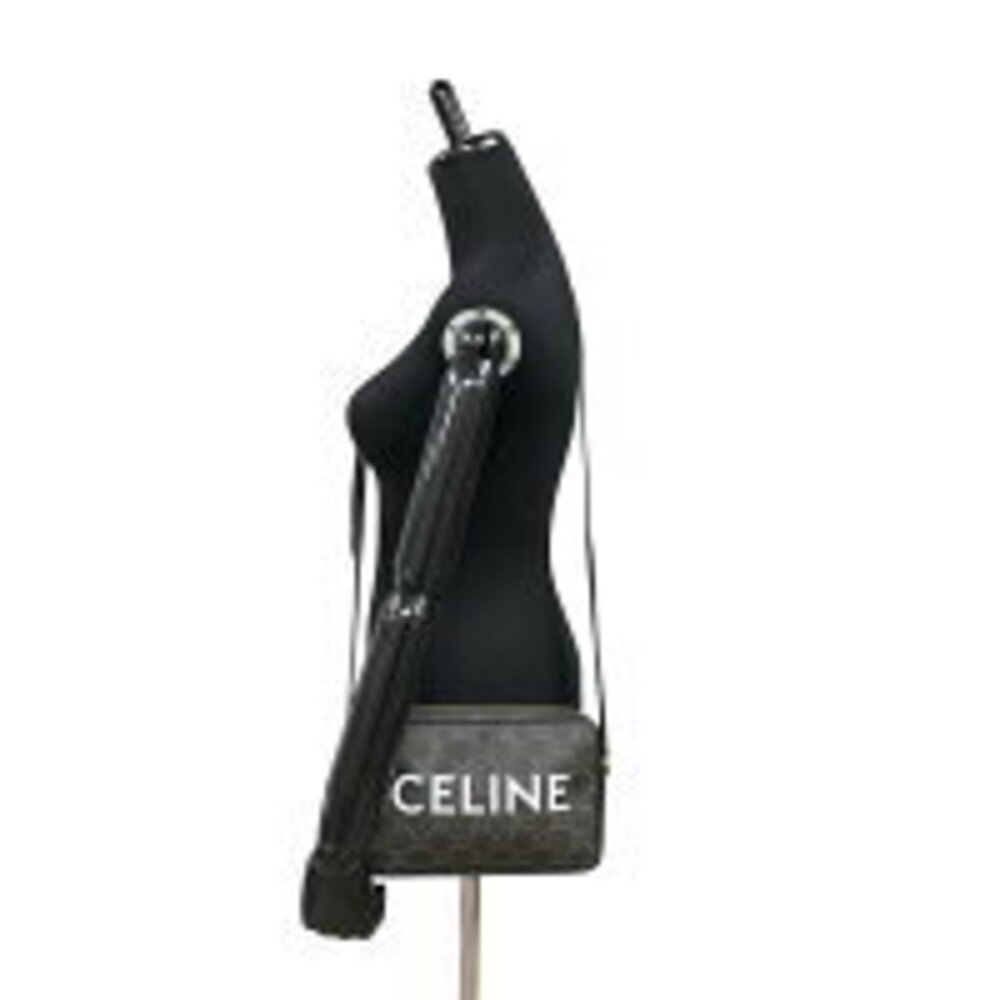 Celine Triomphe Messenger Bag Leather Shoulder Pochette Black - Picture 2 of 8